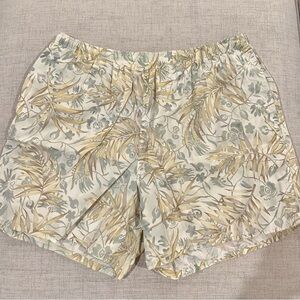 Roundtree & Yorke Tropical Leaf Print Swim Trunks